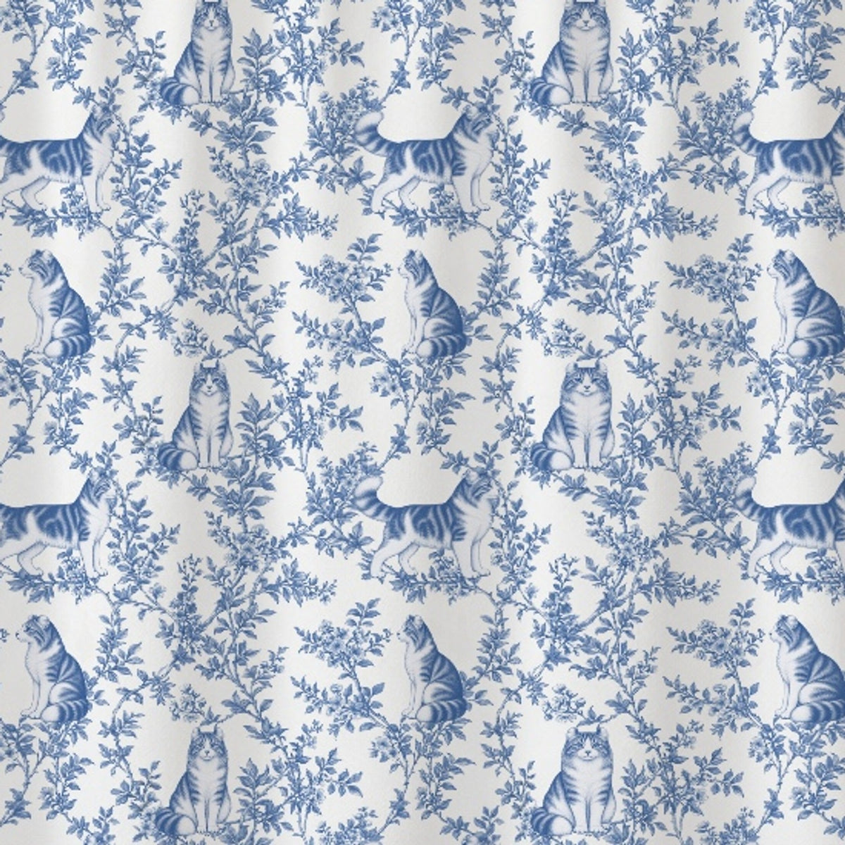 American Curl toile shower curtain — Blue Detail