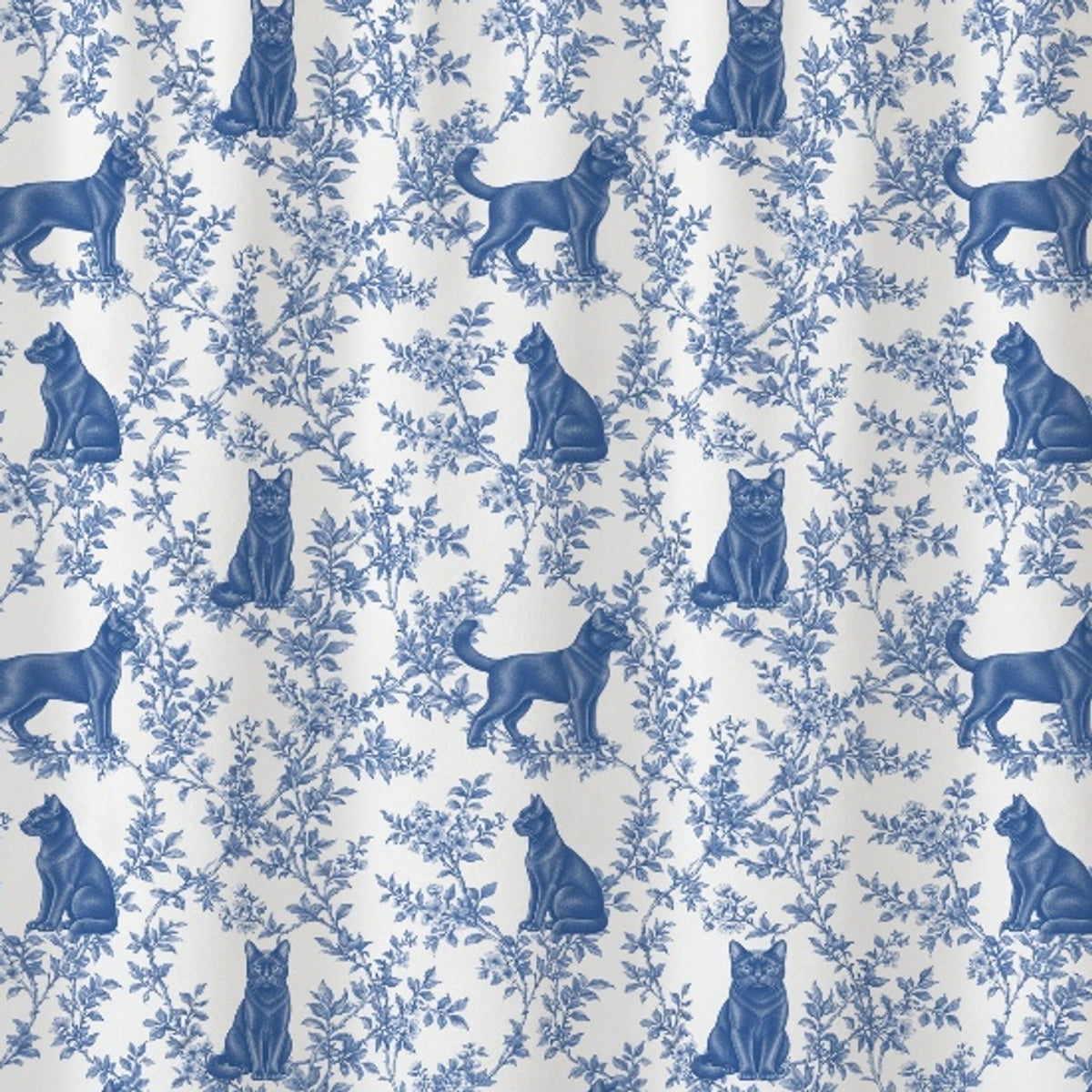 Bombay toile shower curtain — Blue Detail
