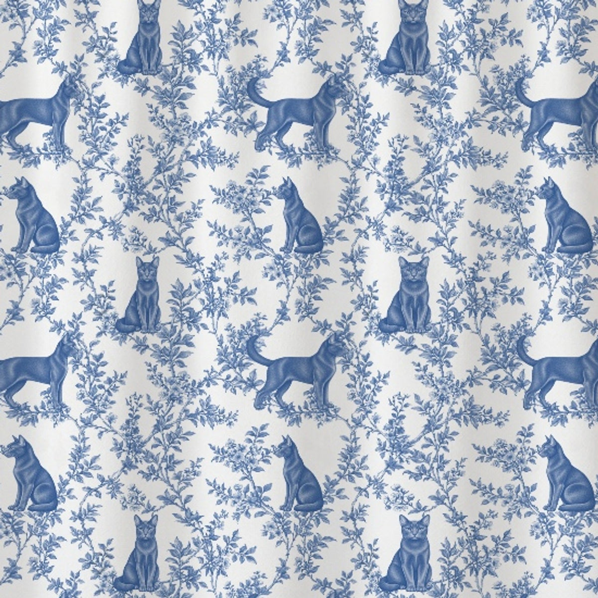 Havana Brown toile shower curtain — Blue Detail