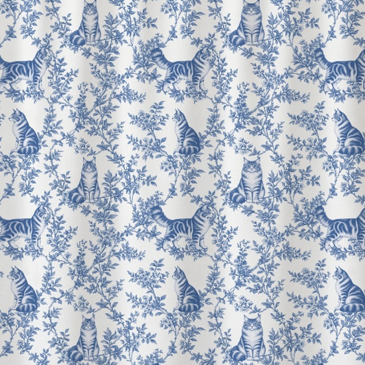 Maine Coon toile shower curtain — Blue Detail