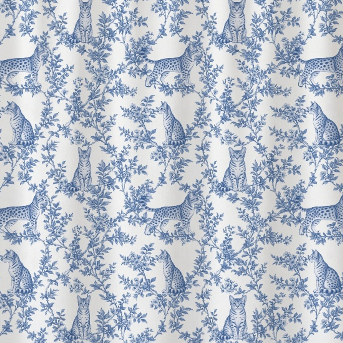 Ocicat toile shower curtain — Blue Detail
