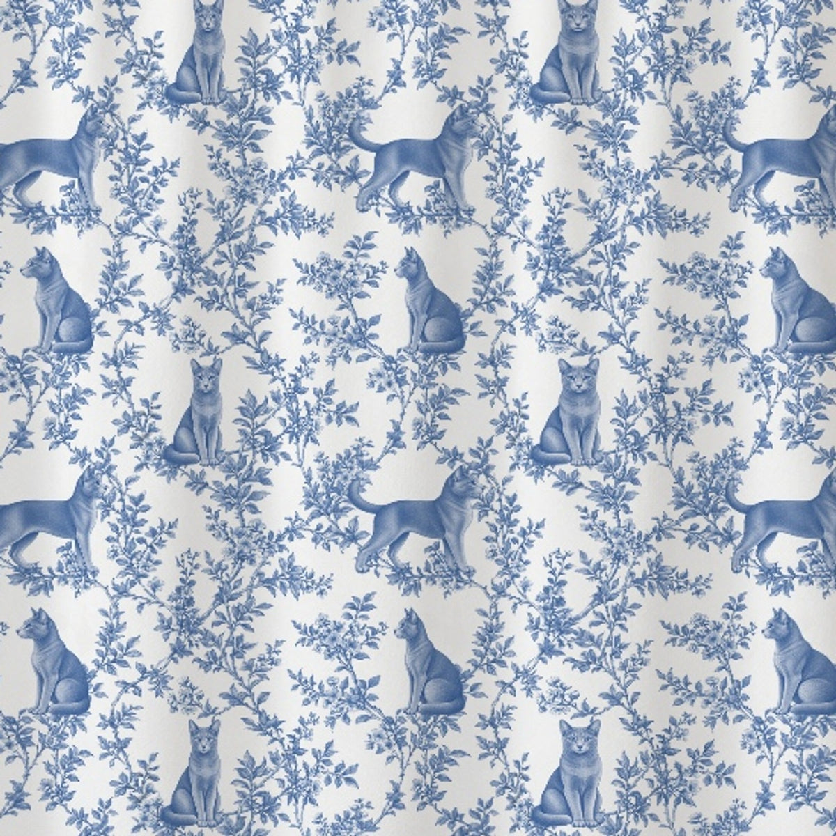 Russian Blue toile shower curtain — Blue Detail