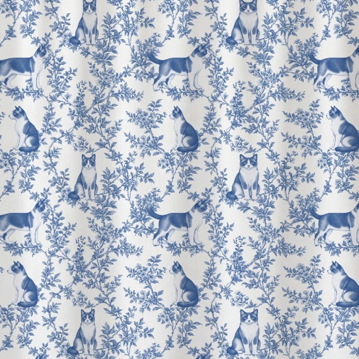 Snowshoe toile shower curtain — Blue Detail