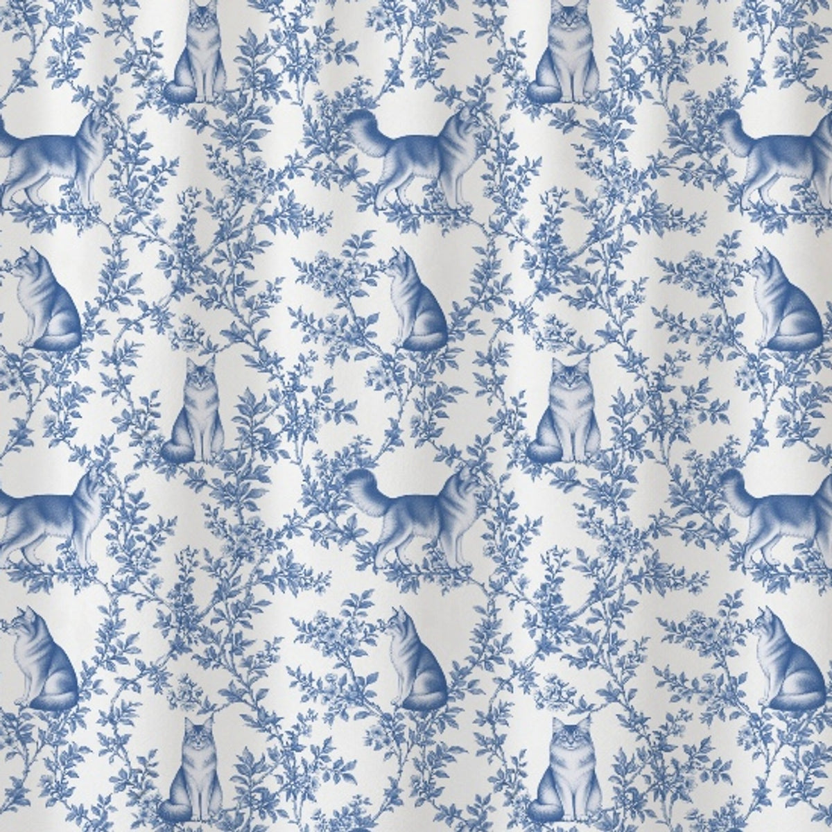 Somali toile shower curtain — Blue Detail