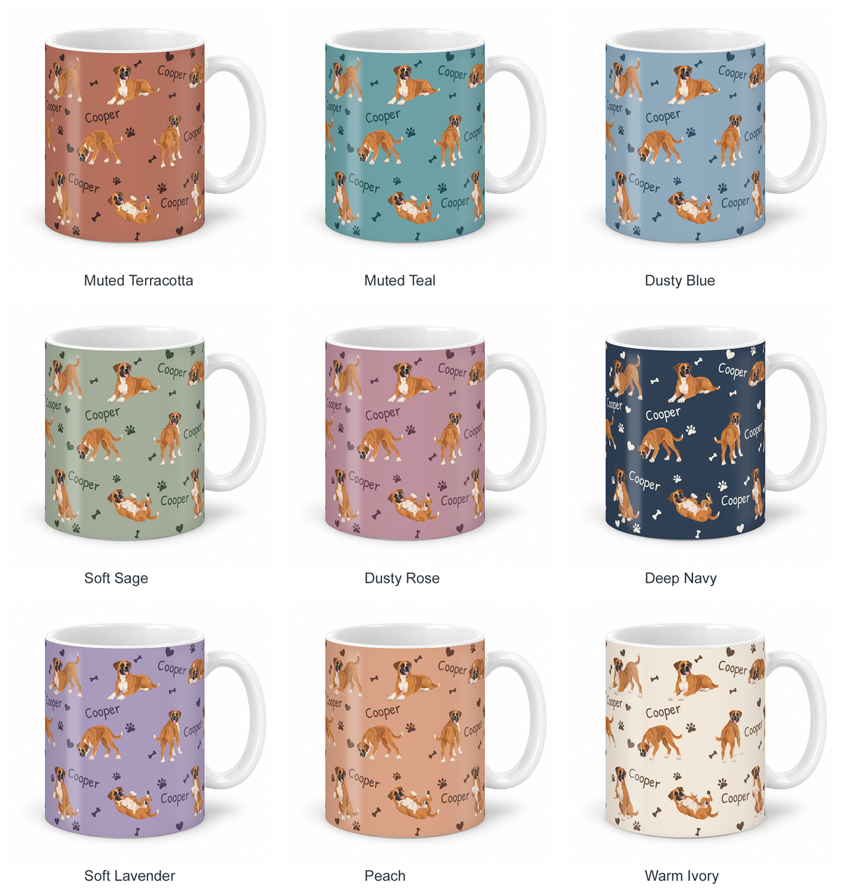 Boxer personalized name mug — Nine Colors