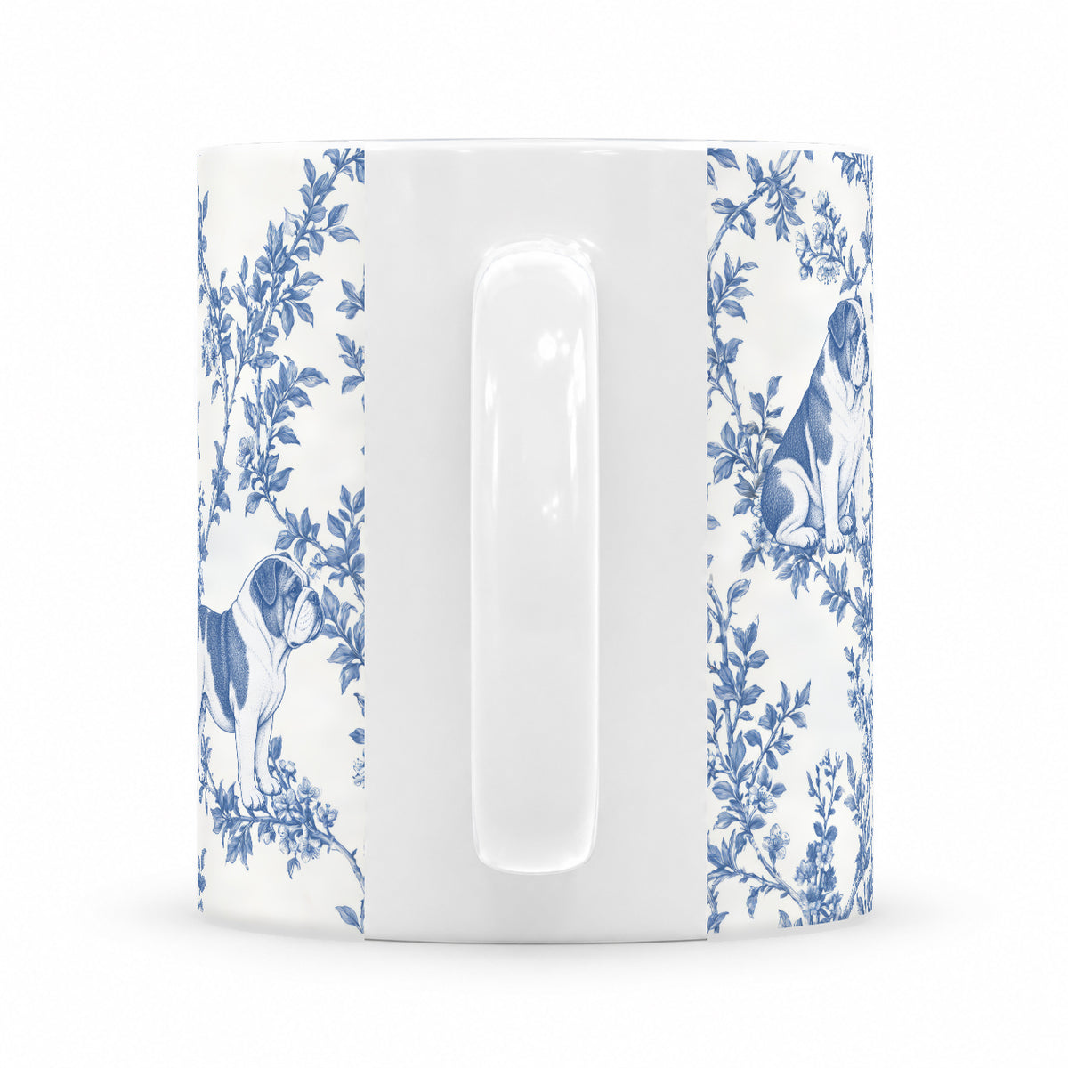 Bulldog toile mug — Blue Handle View