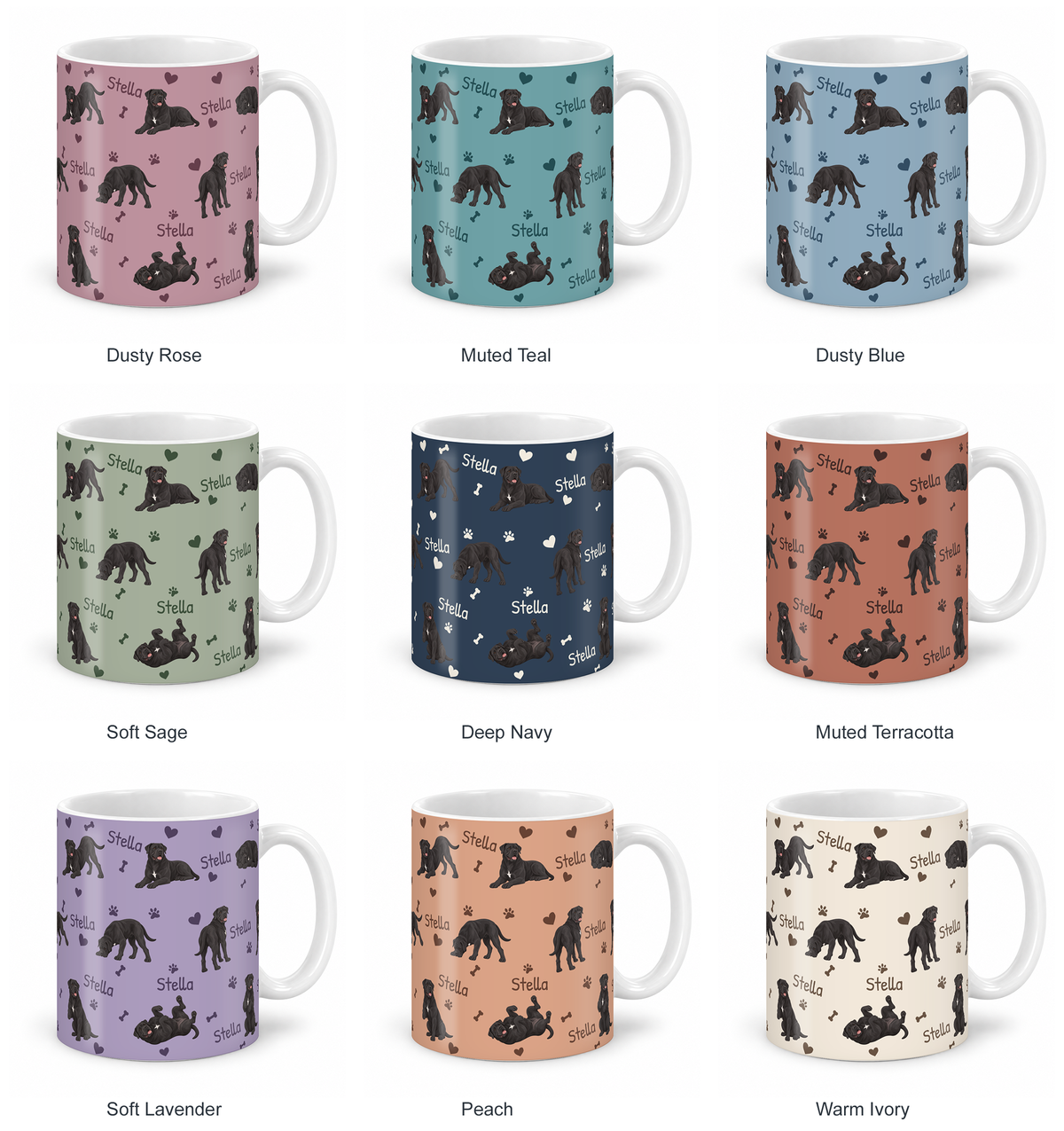 Cane Corso personalized name mug — Nine Colors