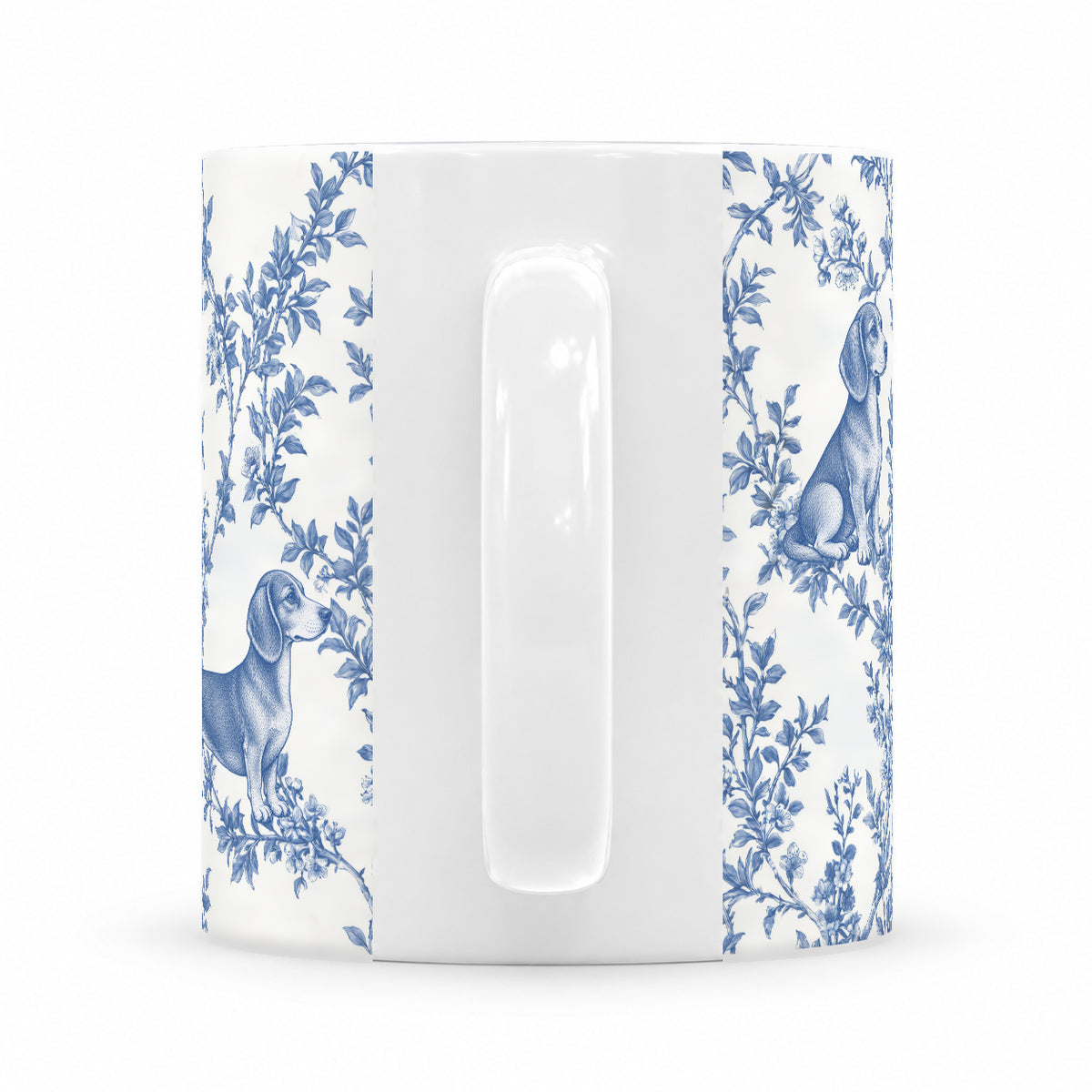 Dachshund toile mug — Blue Handle View