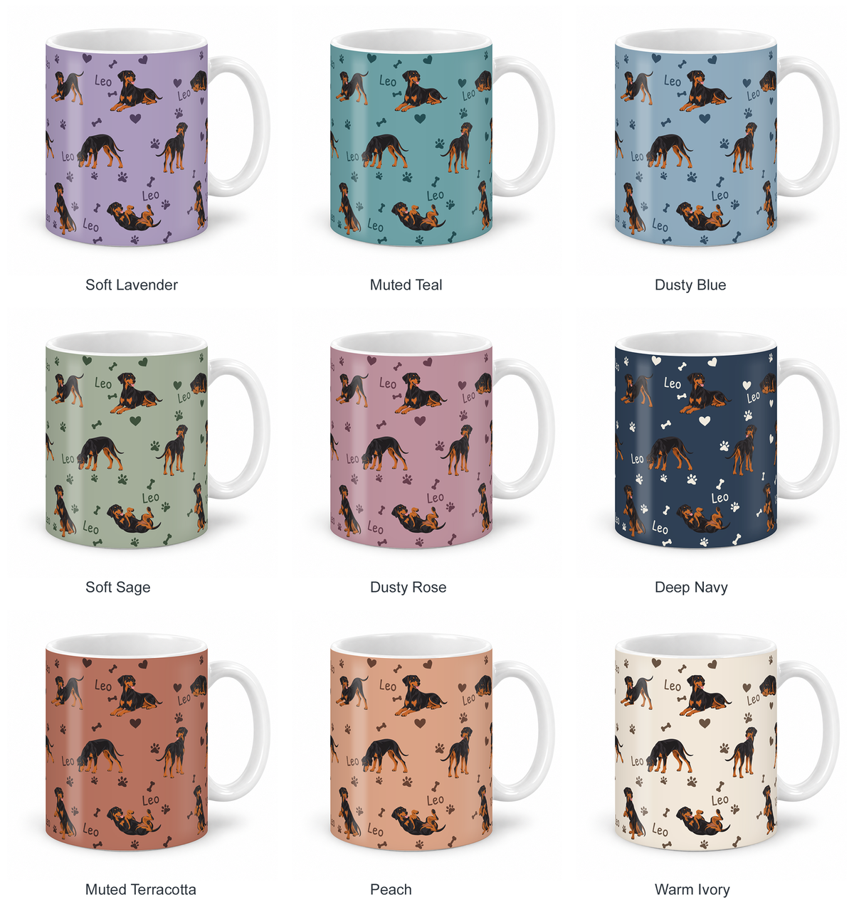 Doberman Pinscher personalized name mug — Nine Colors