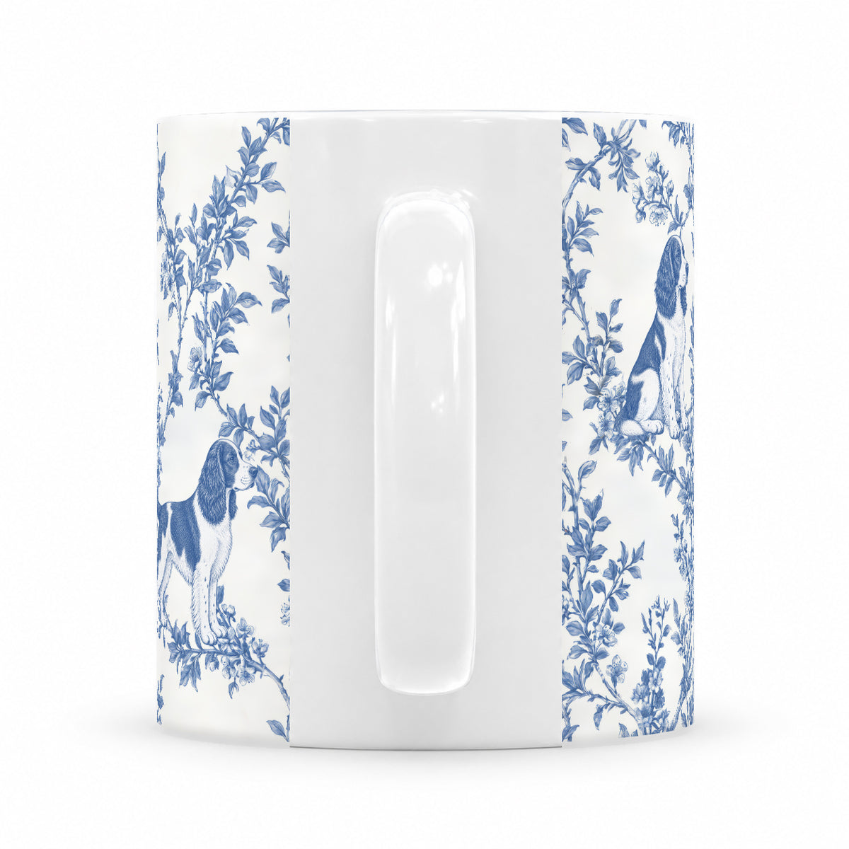 English Springer Spaniel toile mug — Blue Handle View