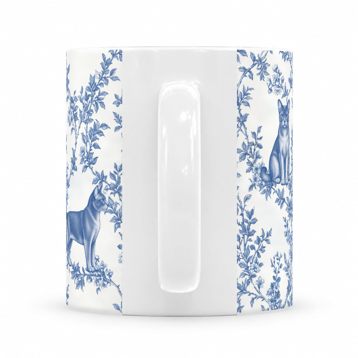 European Burmese toile mug — Blue Handle View
