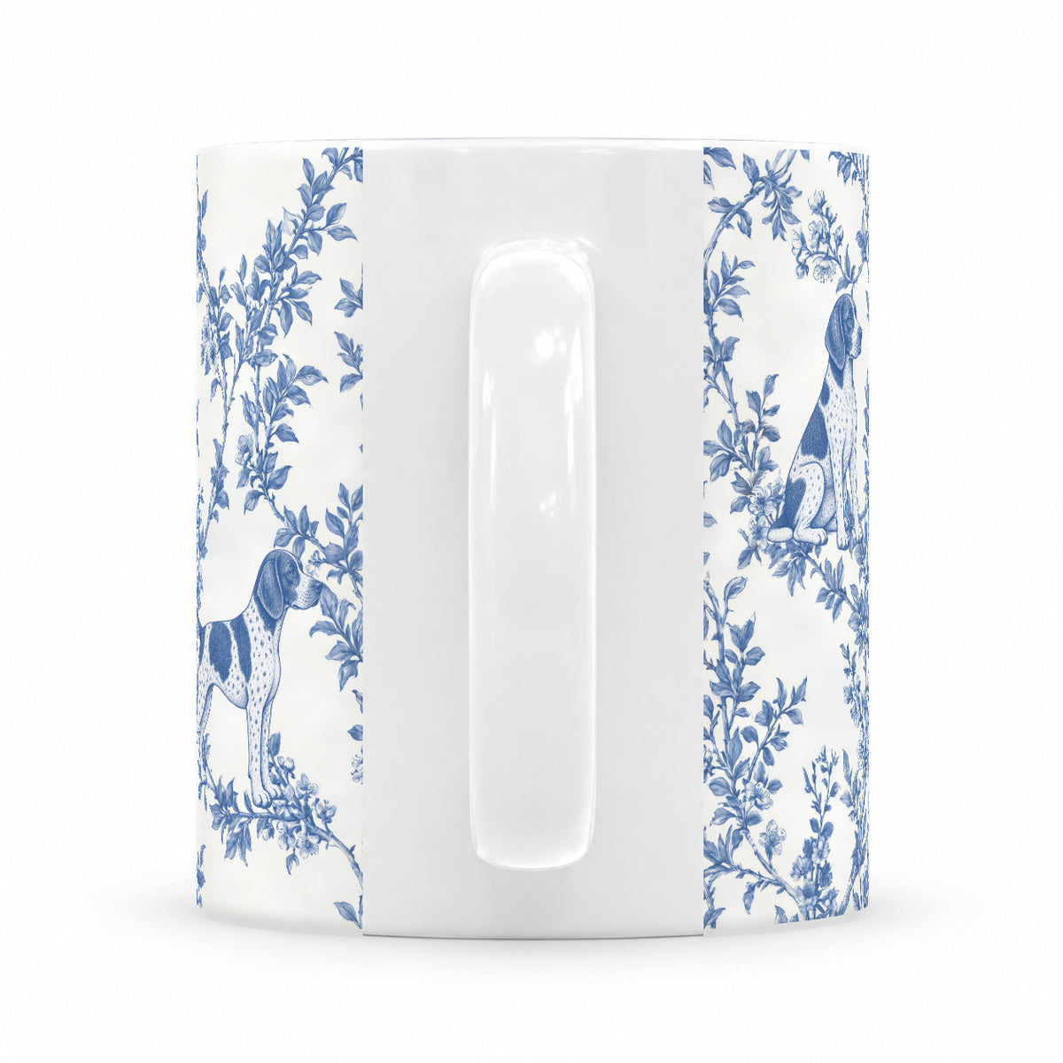 German Shorthaired Pointer toile mug — Blue Handle View