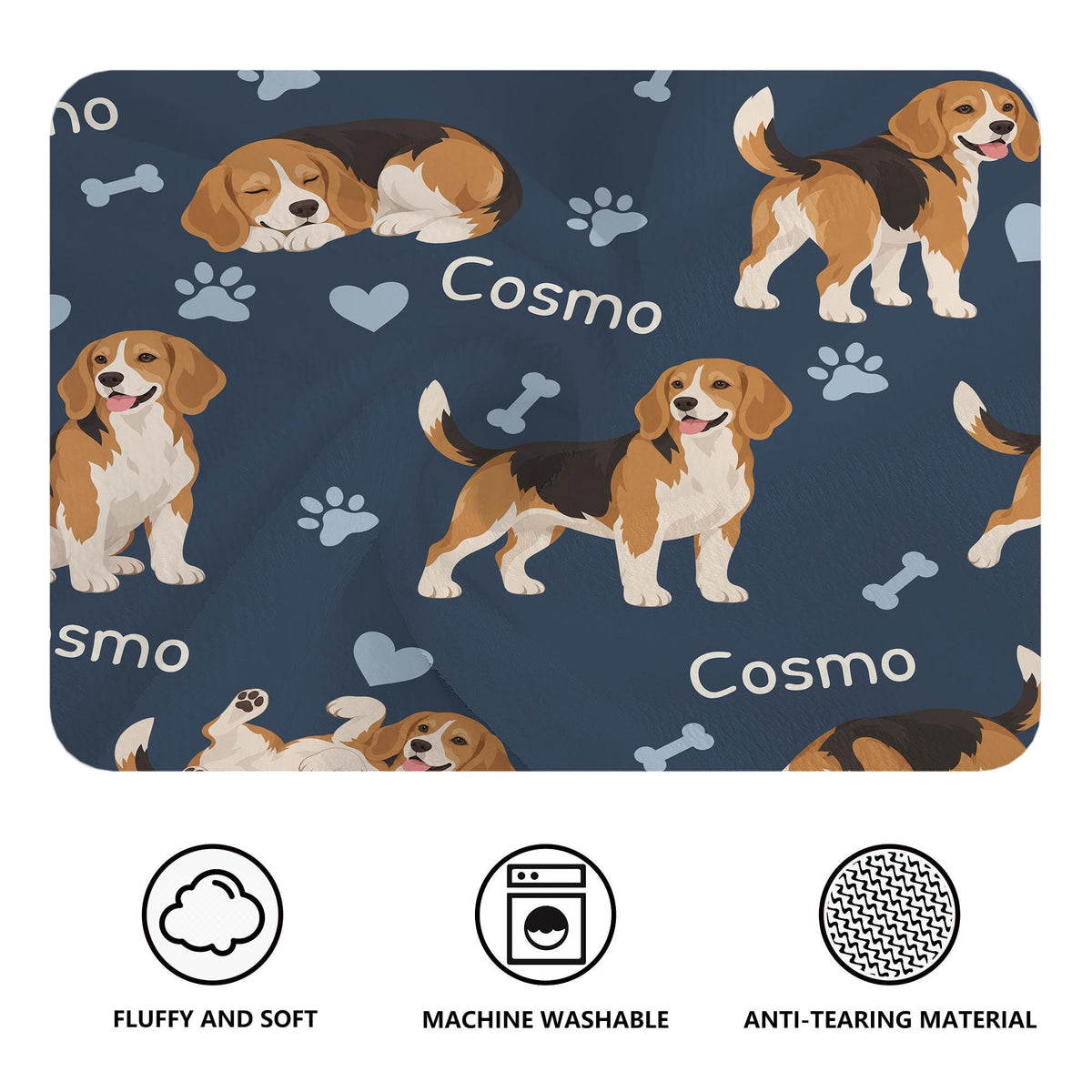 Personalized Beagle Blanket, Pet Blanket with Name
