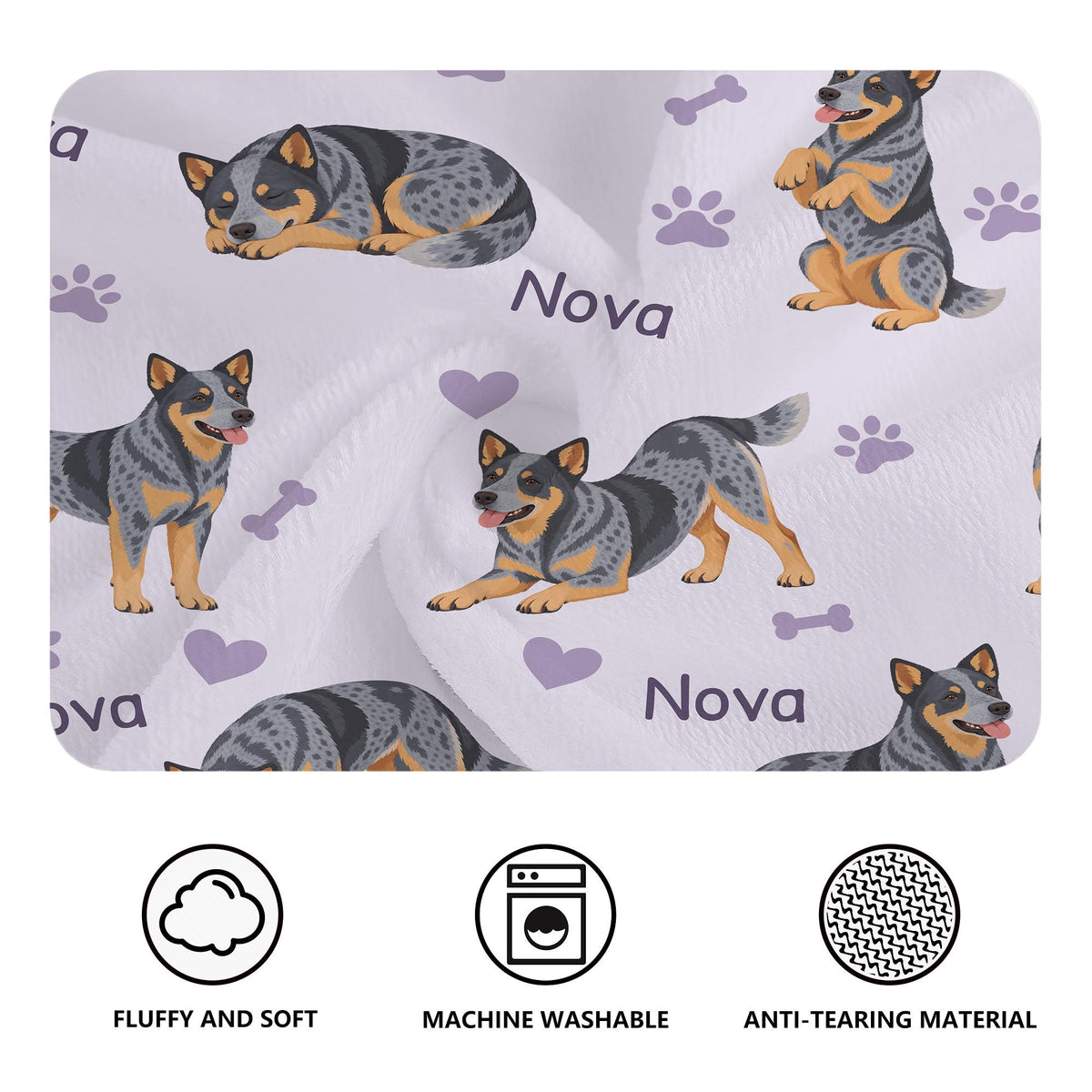 Personalized Australian Cattle Dog Blanket, Pet Blanket with Name