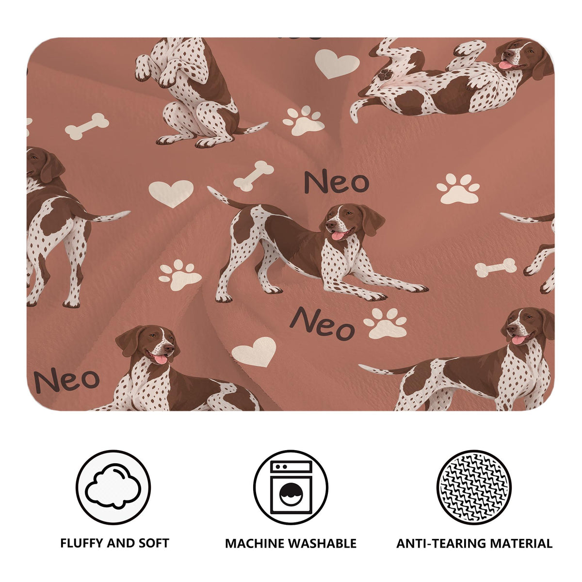 Personalized German Shorthaired Pointer Blanket, Pet Blanket with Name