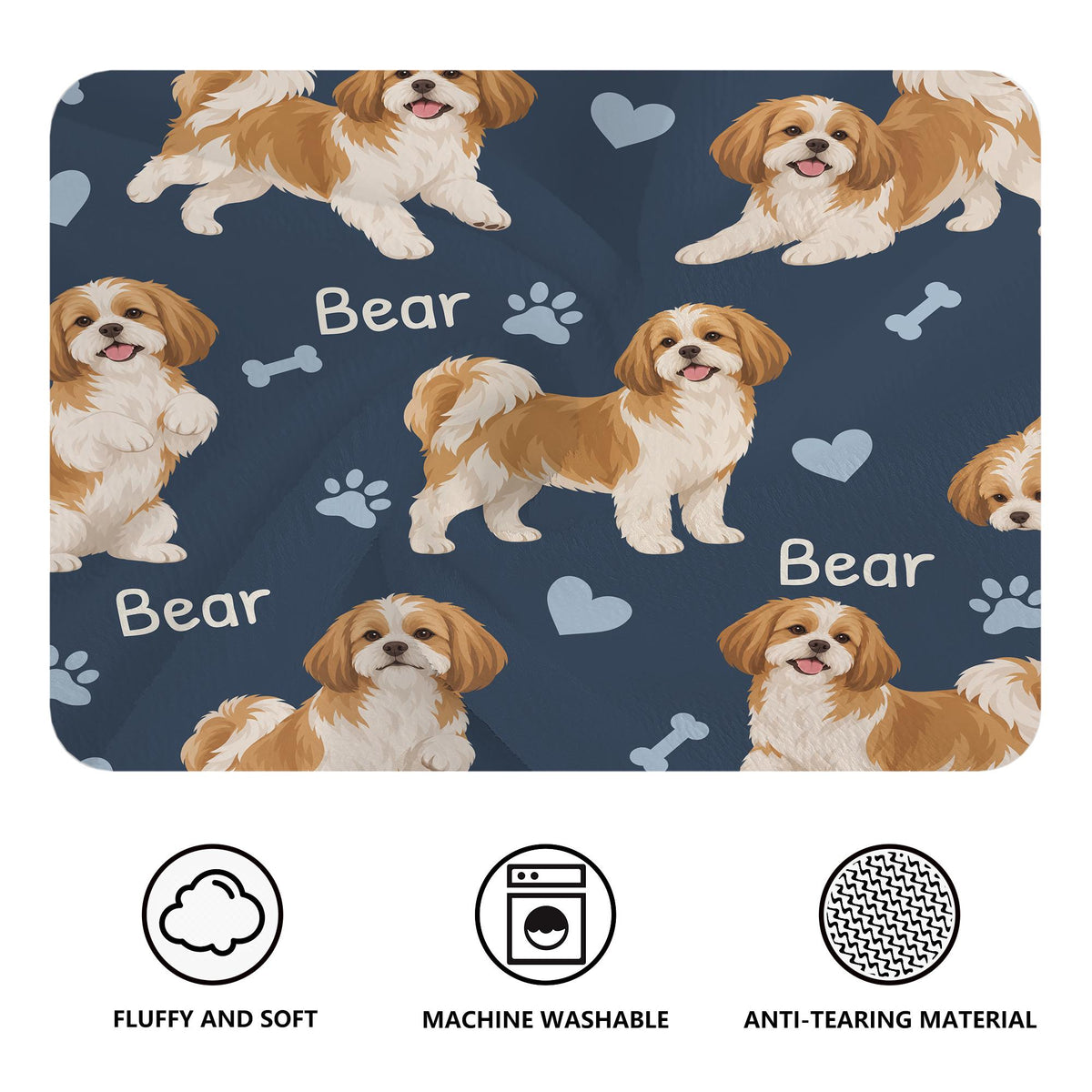 Personalized Shih Tzu Blanket, Pet Blanket with Name