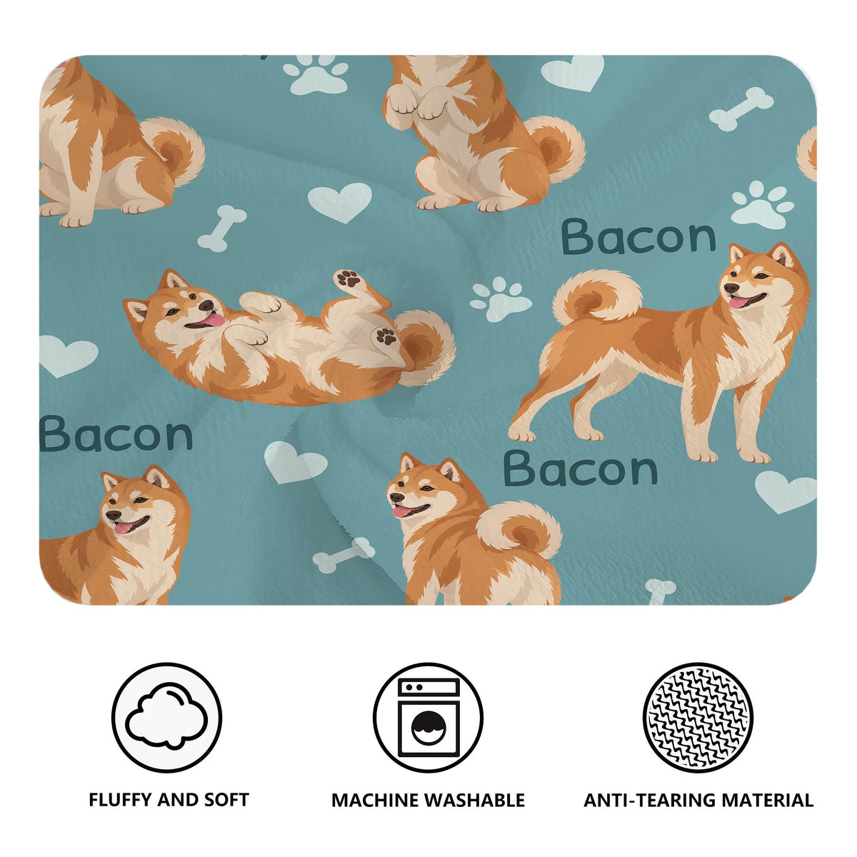 Personalized Shiba Inu Blanket, Pet Blanket with Name