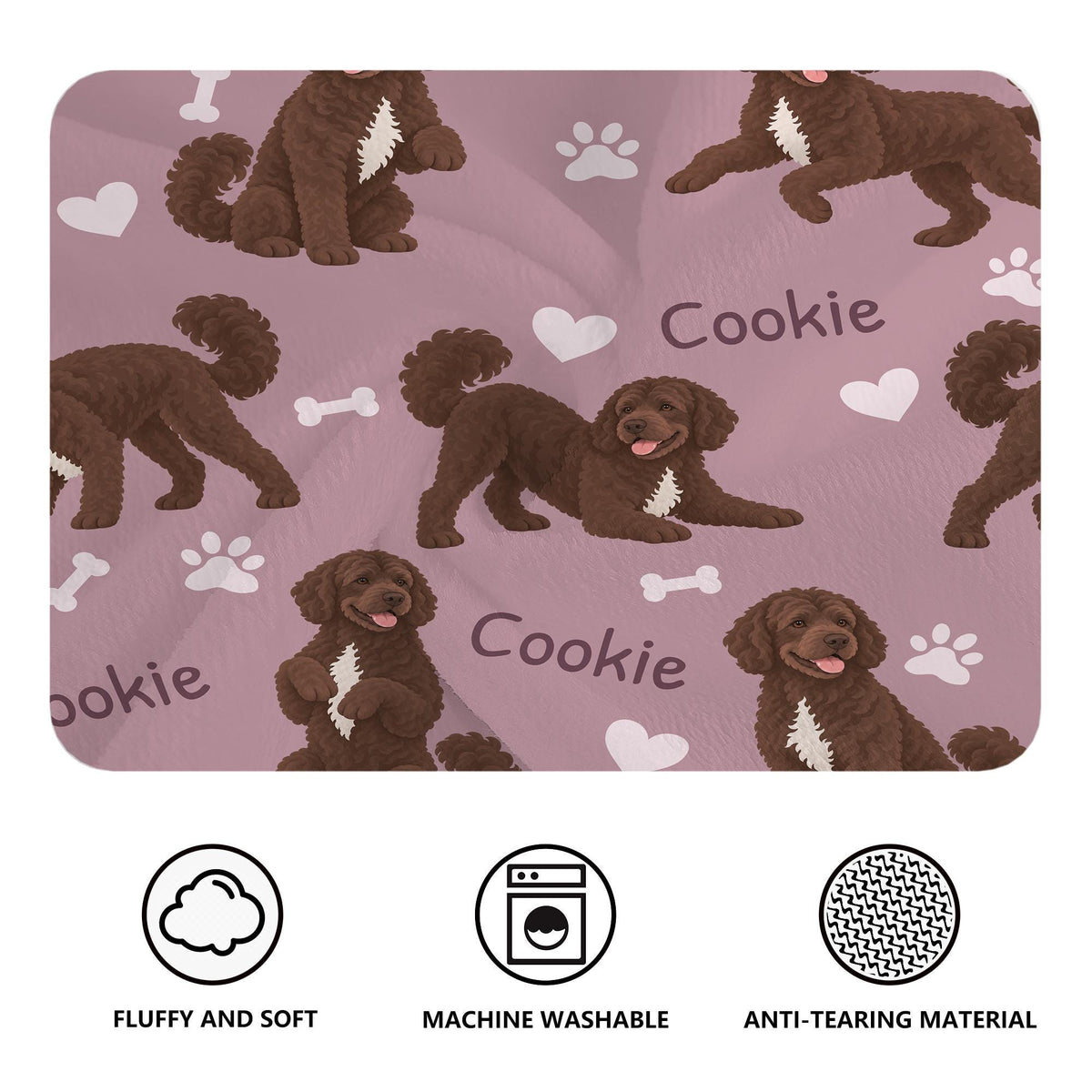 Personalized Portuguese Water Dog Blanket, Pet Blanket with Name