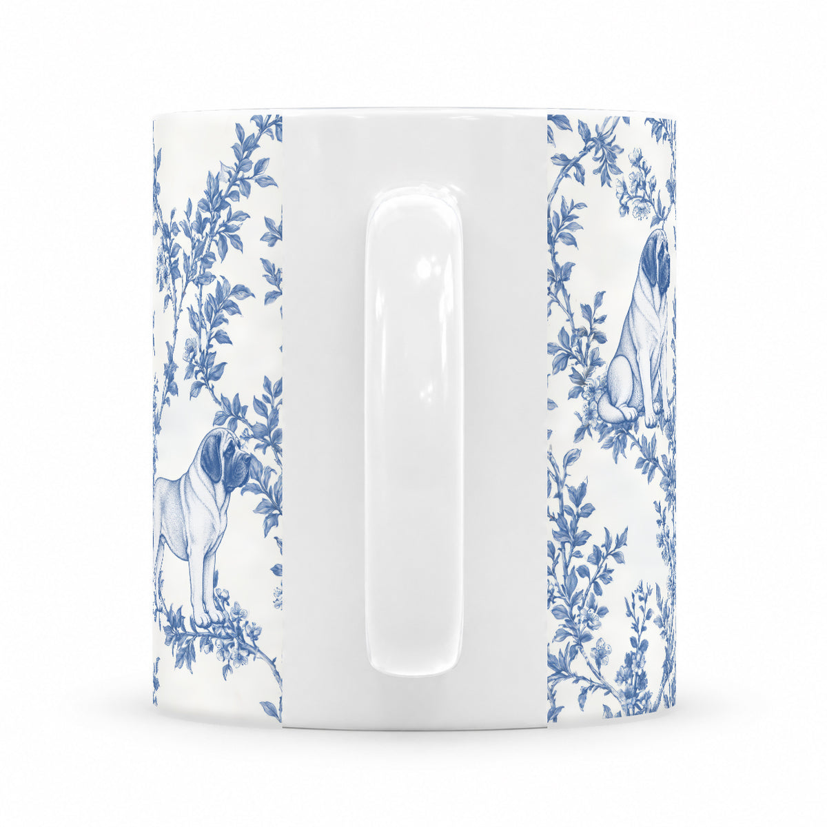 Mastiff toile mug — Blue Handle View