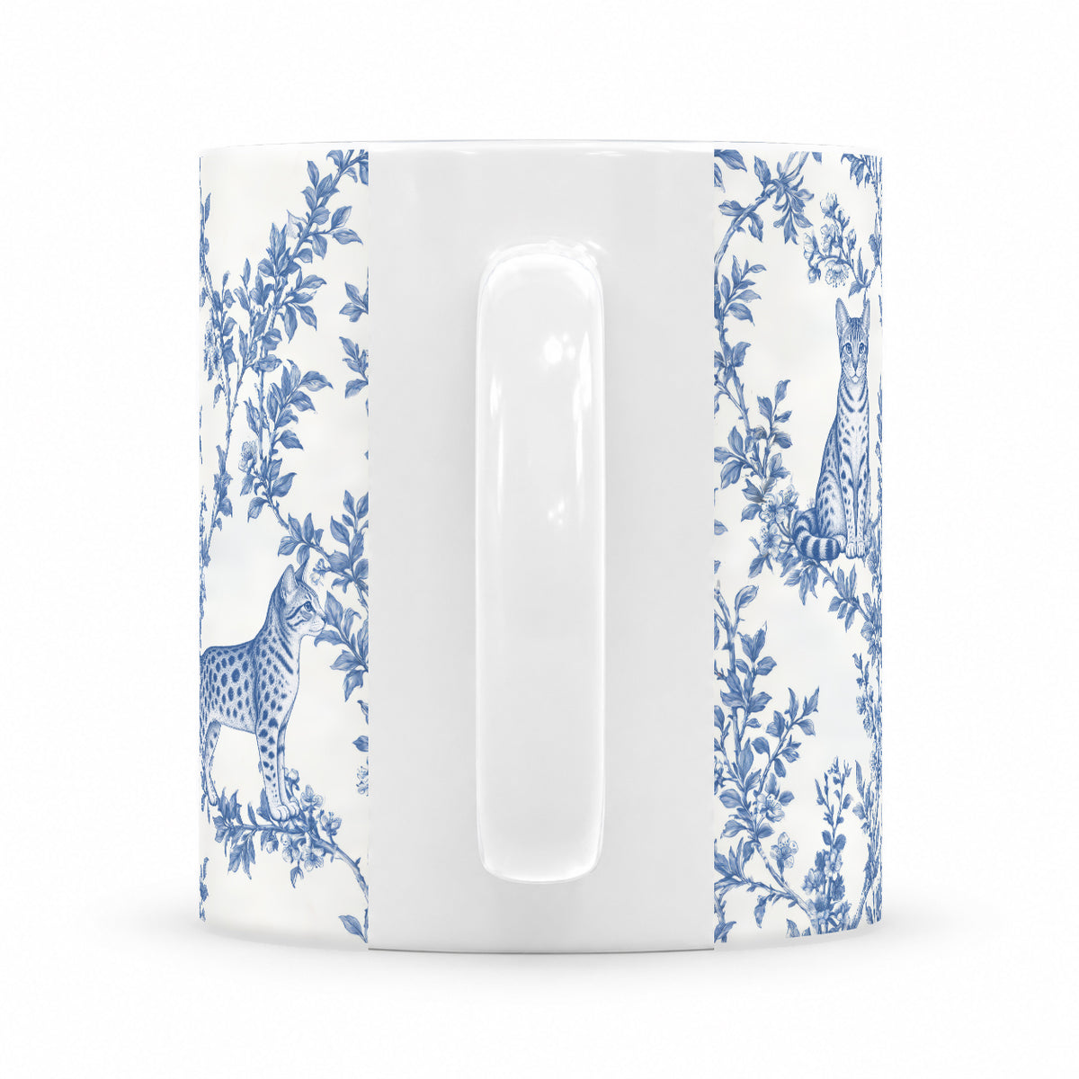 Ocicat toile mug — Blue Handle View