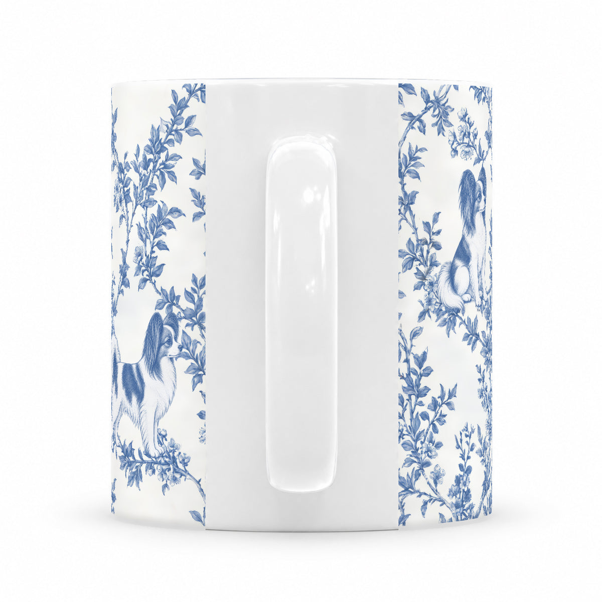 Papillon toile mug — Blue Handle View