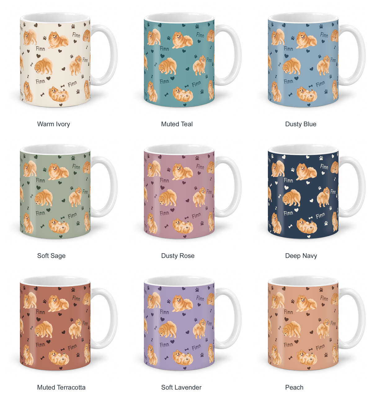 Pomeranian personalized name mug — Nine Colors