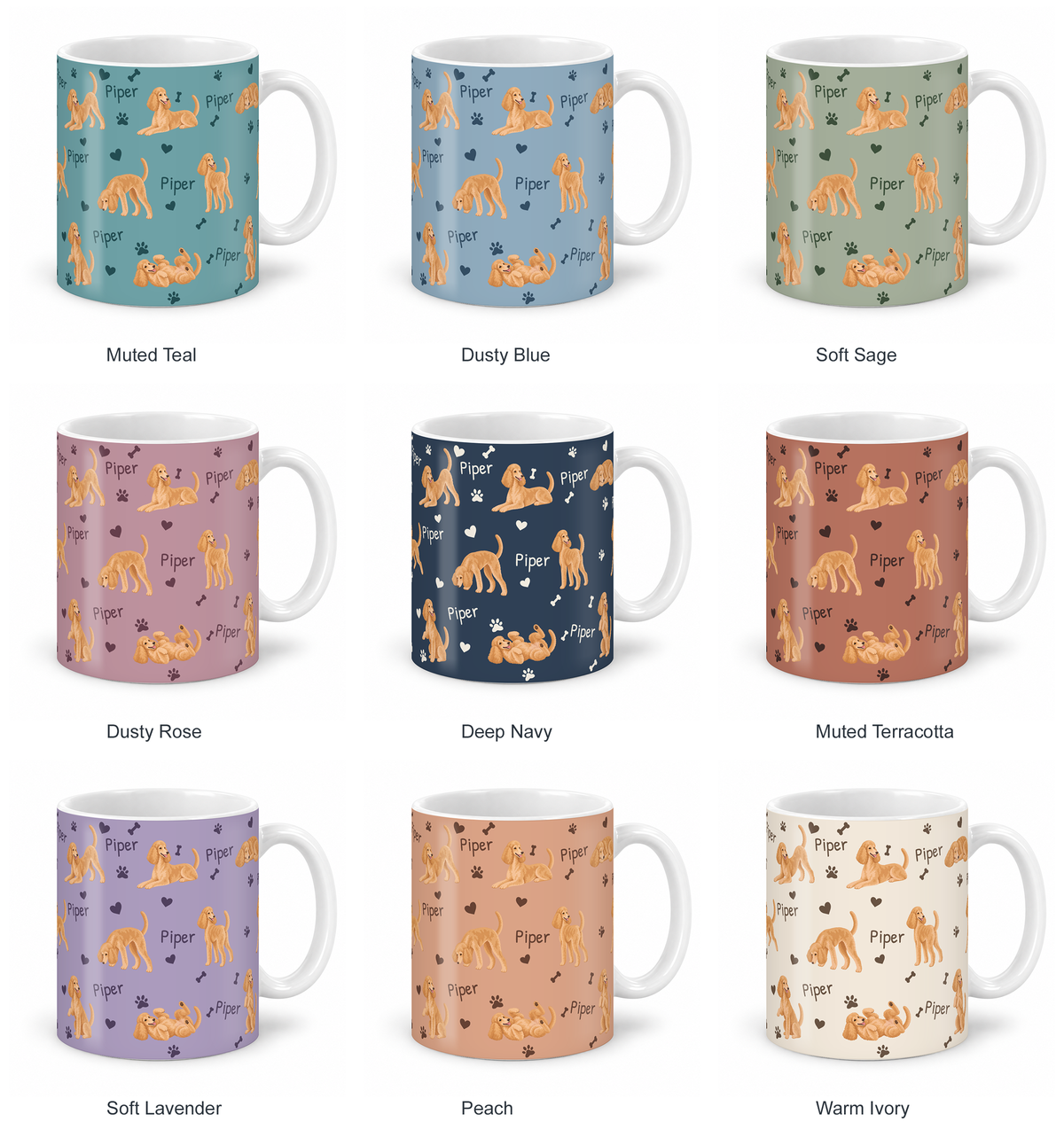 Poodle personalized name mug — Nine Colors