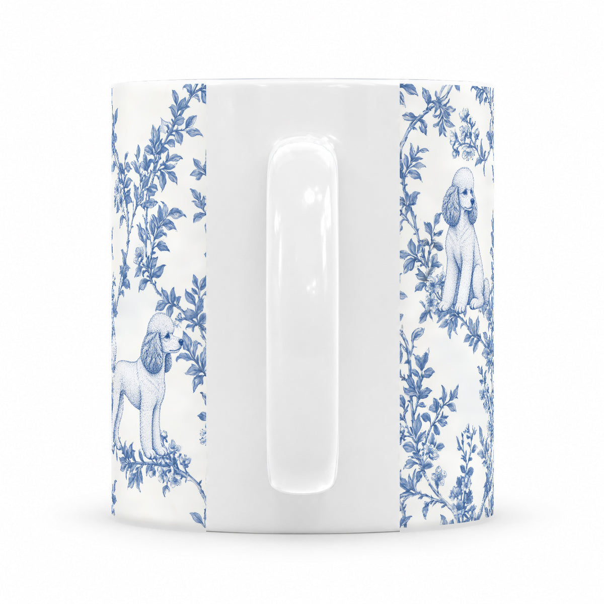 Poodle toile mug — Blue Handle View