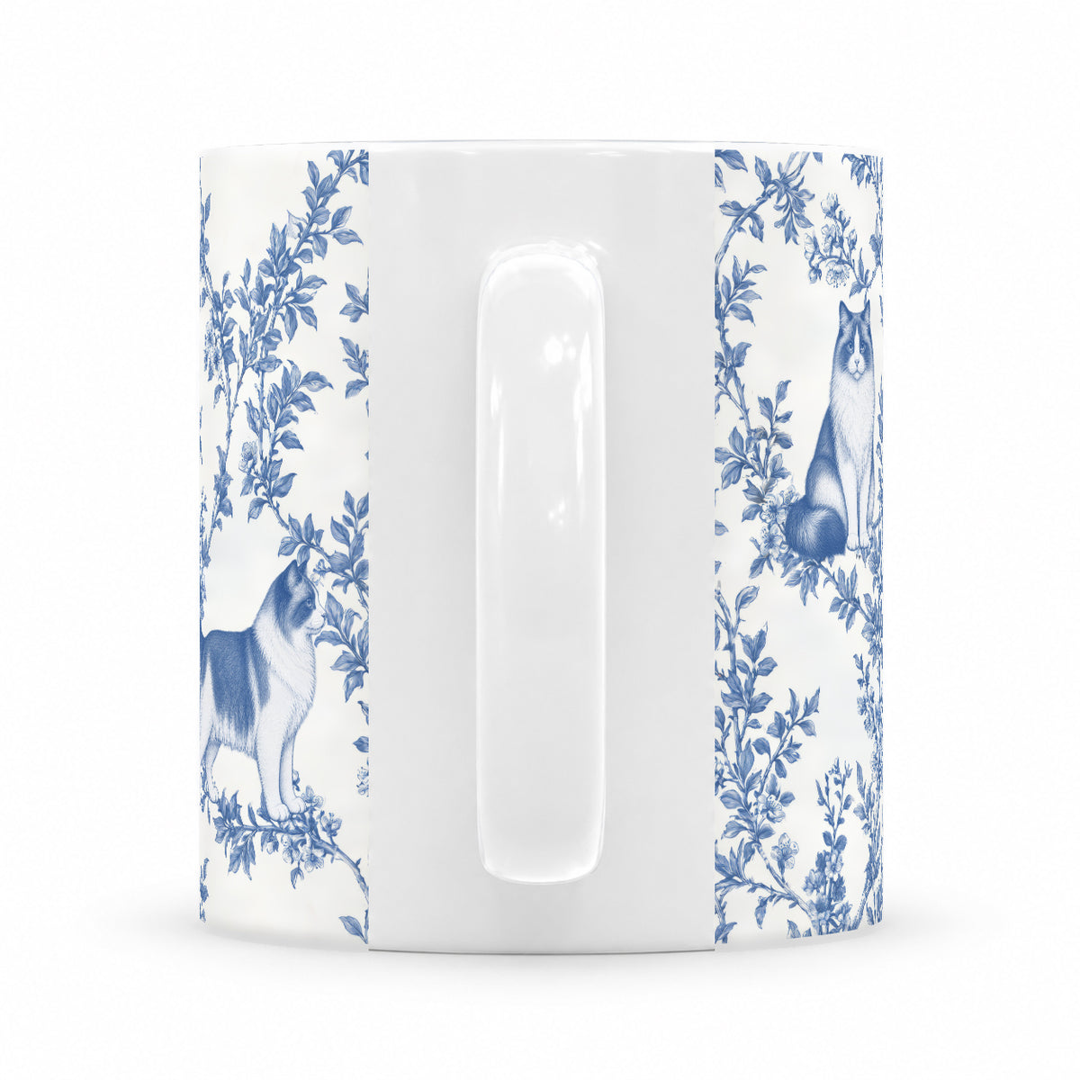 Ragdoll toile mug — Blue Handle View
