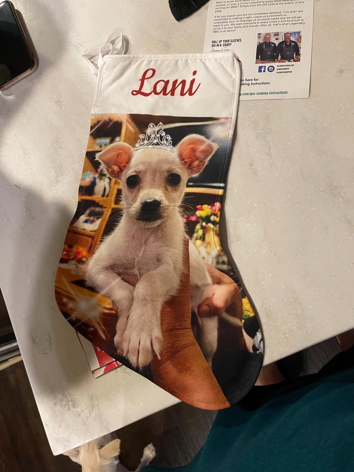 Ali G.'s personalized pet Christmas stocking