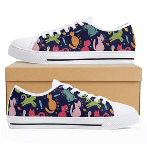 Cat Women's Low Top Canvas Shoes