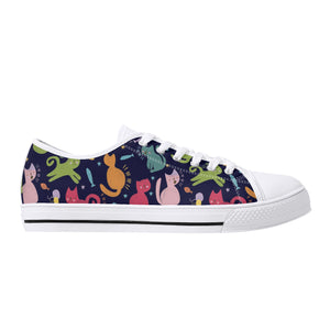 Cat Women's Low Top Canvas Shoes