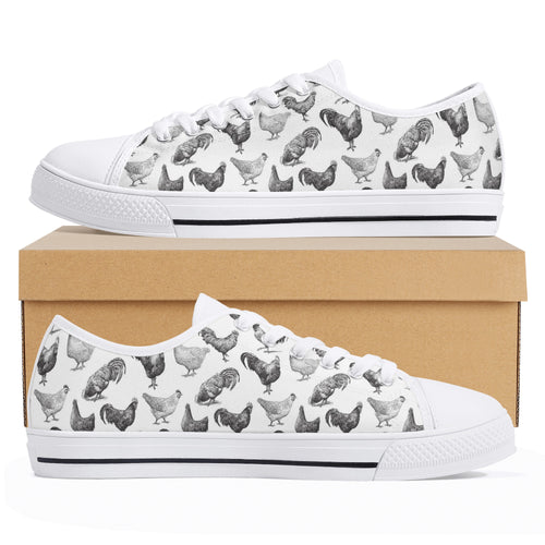 Chicken Women's Low Top Canvas Shoes