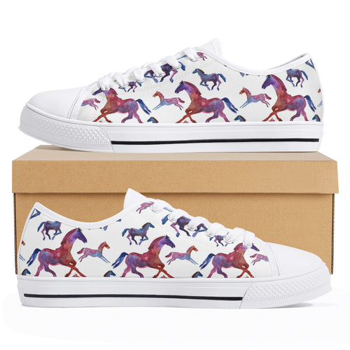 Horse Women's Low Top Canvas Shoes