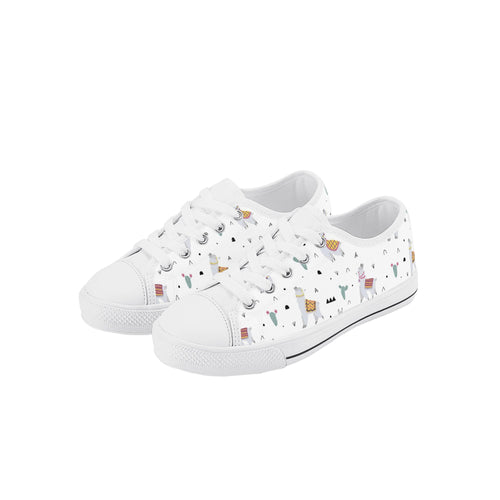 Llama Kid's Low Top Canvas Shoes