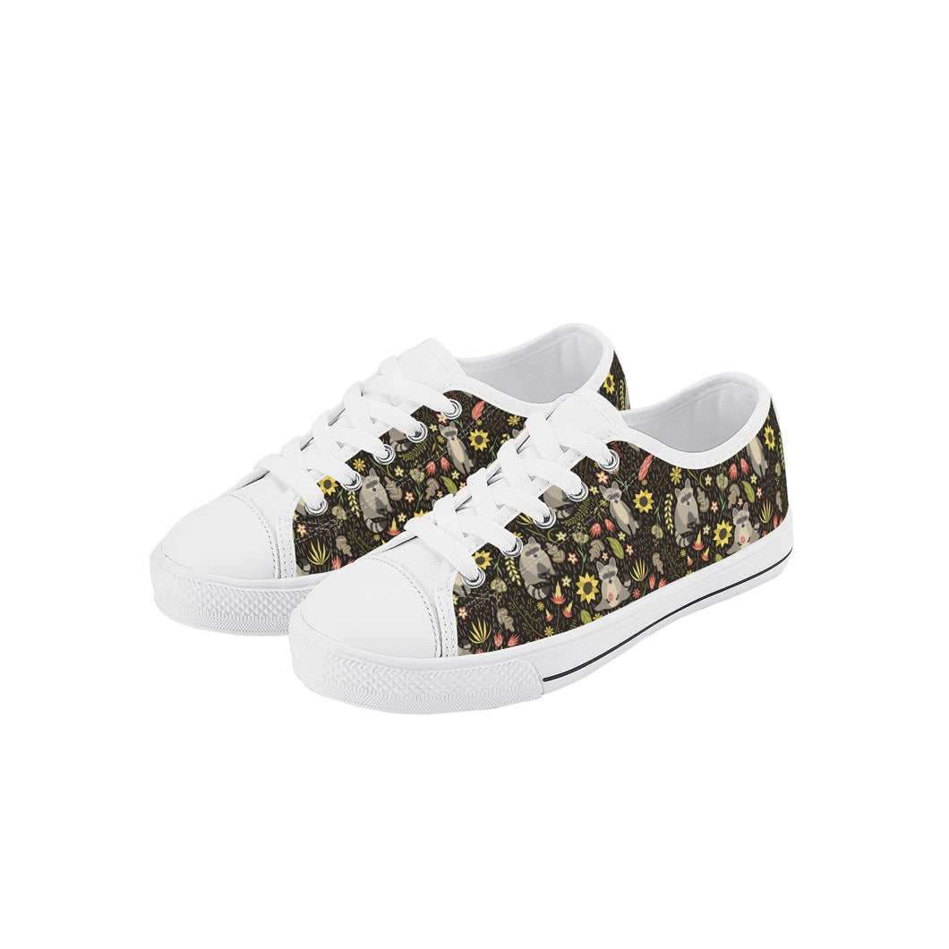 Raccoon Kid's Low Top Canvas Shoes
