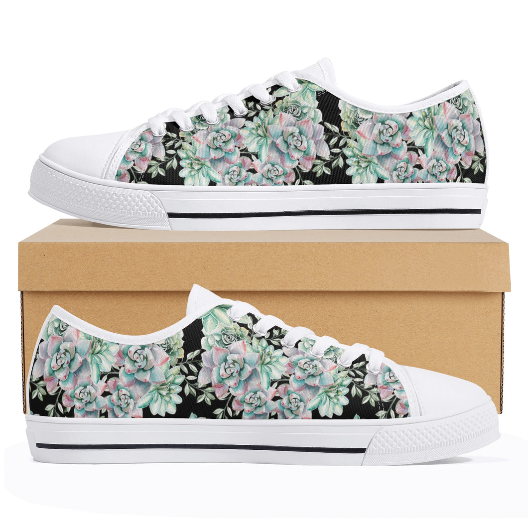 Succulent Women's Low Top Canvas Shoes