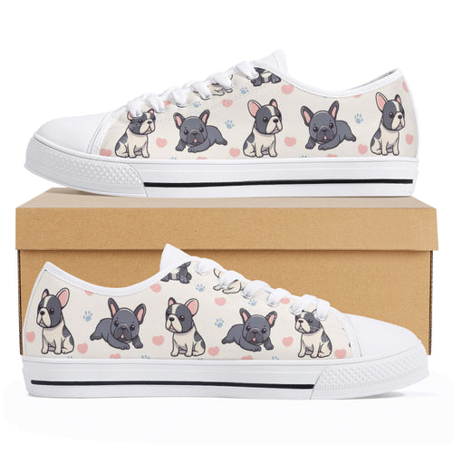 French Bulldog Women's Low Top Canvas Shoes