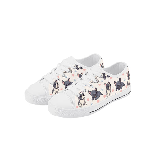 French Bulldog Kid's Low Top Canvas Shoes