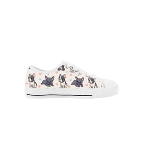 French Bulldog Kid's Low Top Canvas Shoes