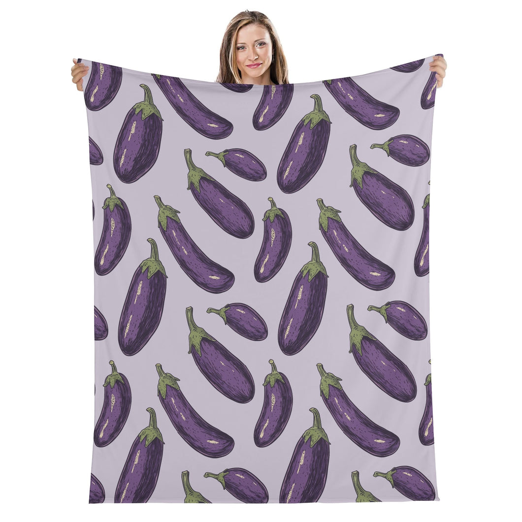 Eggplant Long Vertical Flannel Breathable Blanket 4 Sizes
