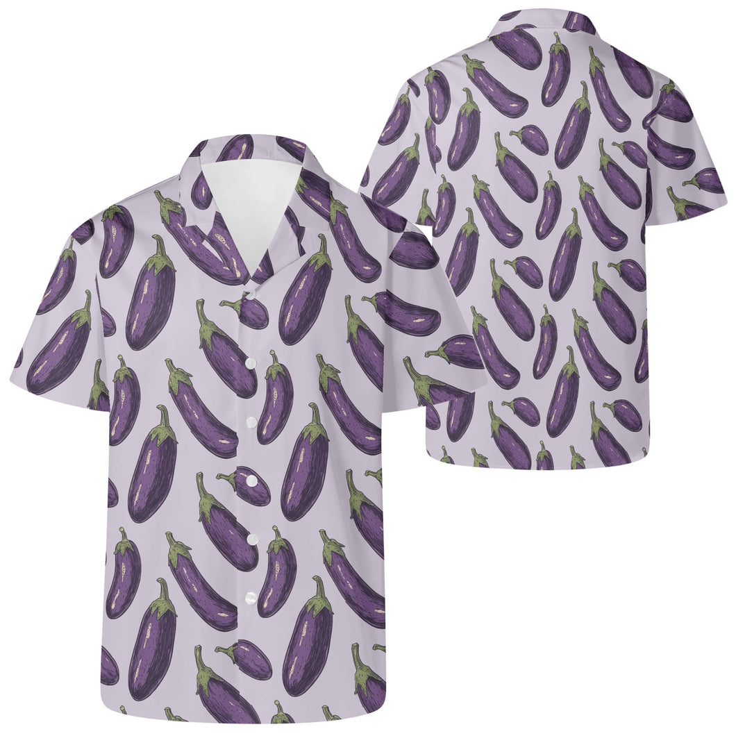 Eggplant Mens All Over Print Casual Hawaiian Shirt