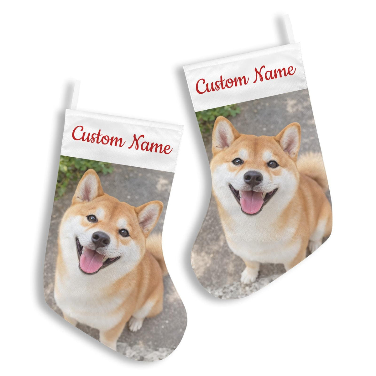 Personalized Christmas Stocking with Dog Photo and Name