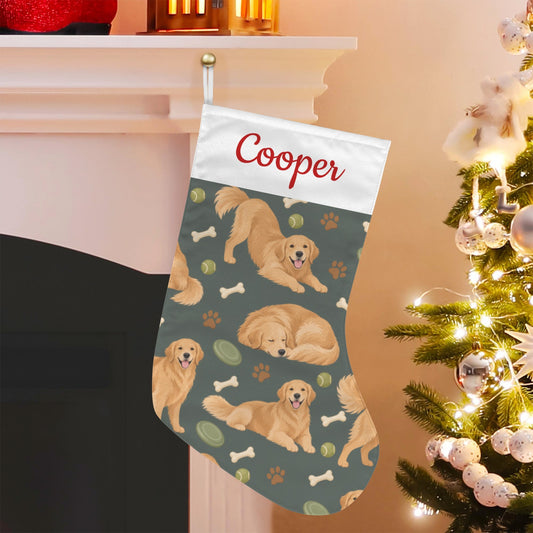 Personalized Golden Retriever Christmas Stocking with Custom Name