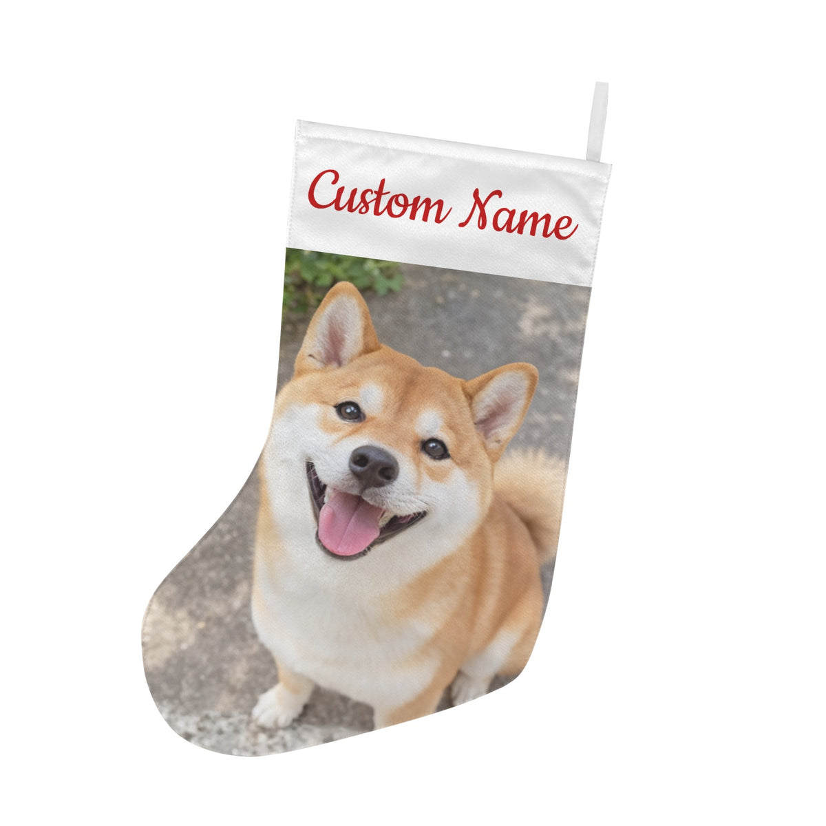 Personalized Pet Photo Christmas Stocking with Custom Name