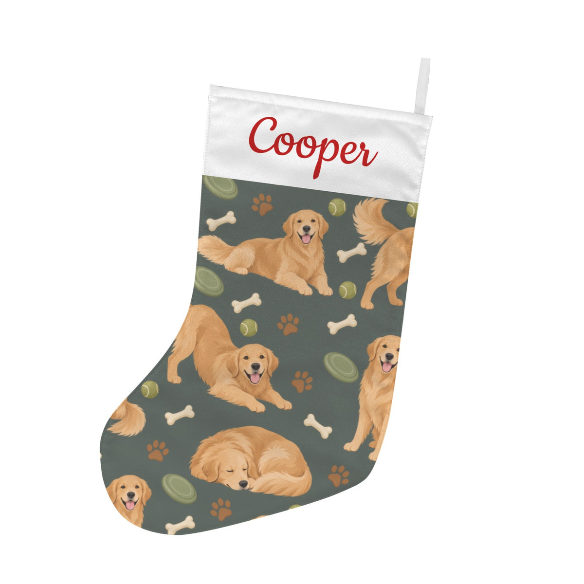 Personalized Golden Retriever Christmas Stocking with Custom Name