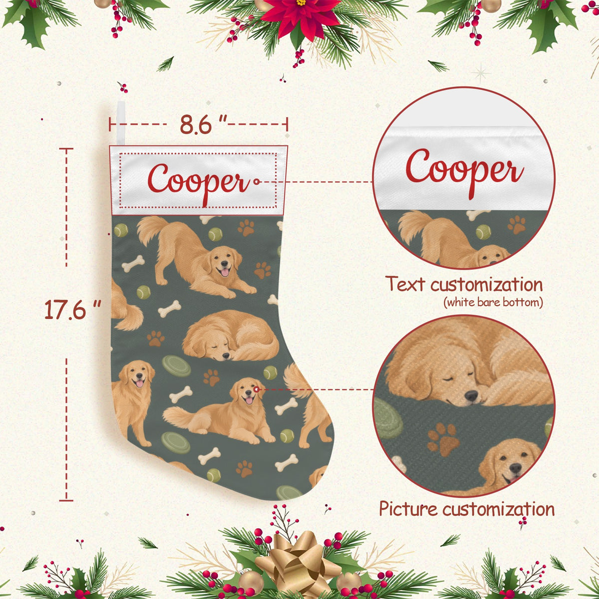 Personalized Golden Retriever Christmas Stocking with Custom Name