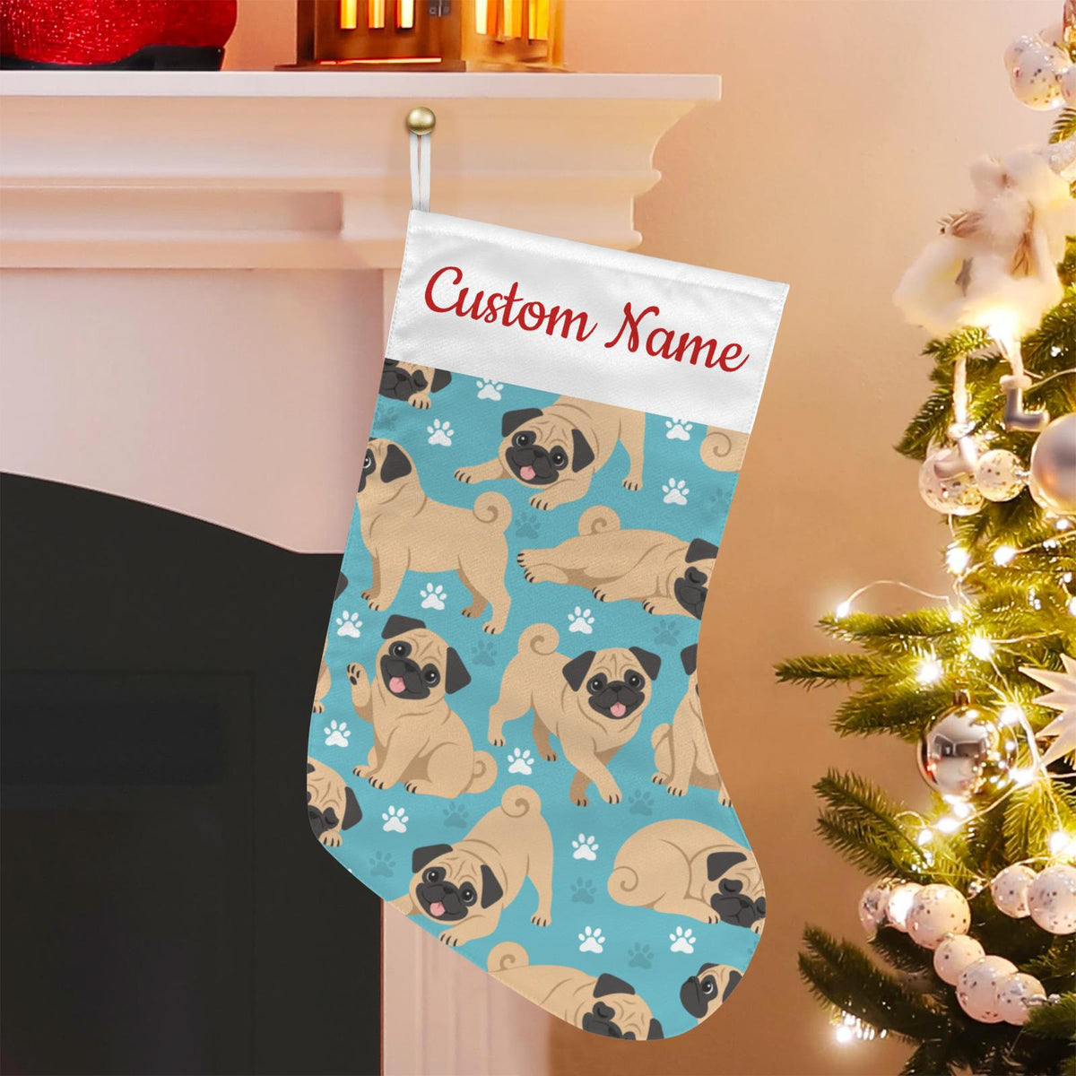 Personalized Pug Christmas Stocking