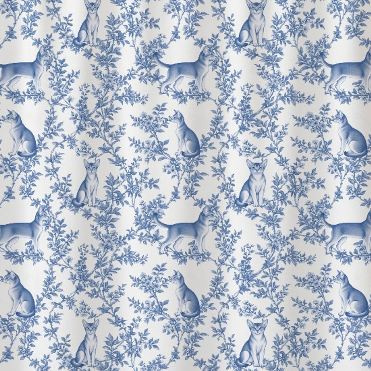 Abyssinian toile shower curtain — Blue Detail