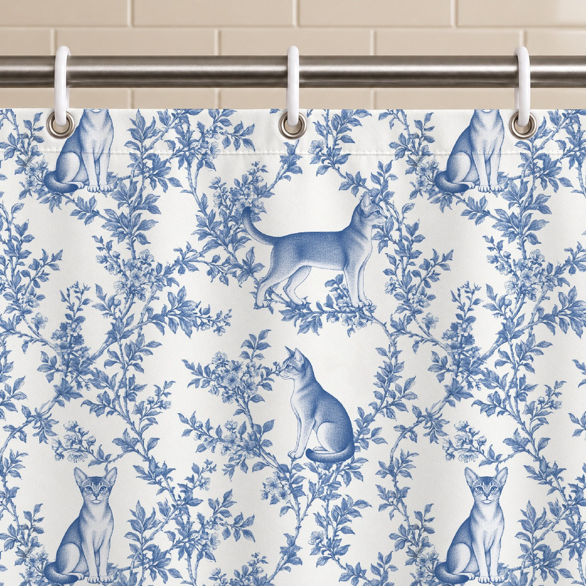 Abyssinian toile shower curtain — Blue Grommets and Hooks